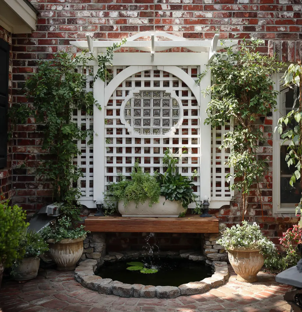 Lattice Trellis with Water Feature