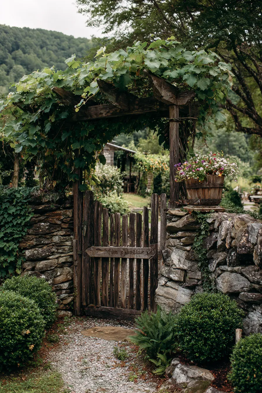 Rustic Wood Log Gate with Natural Charm