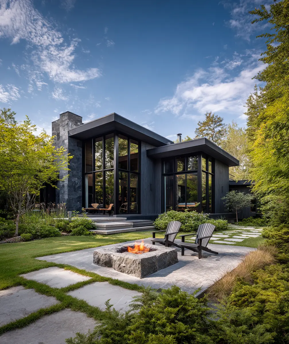 Contemporary Fire Pit with Stone Design