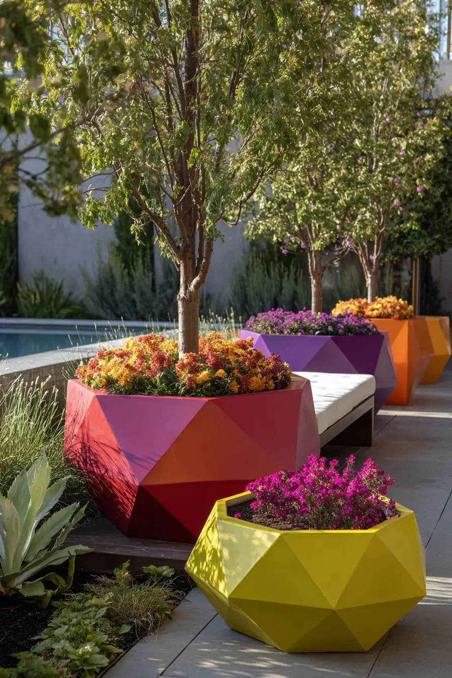 Bold Geometric Planters for a Colorful Yard