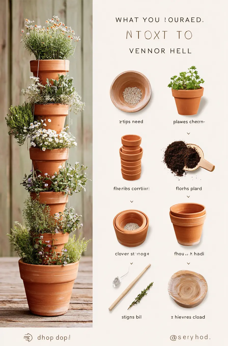 Rustic Terra Cotta Flower Tower