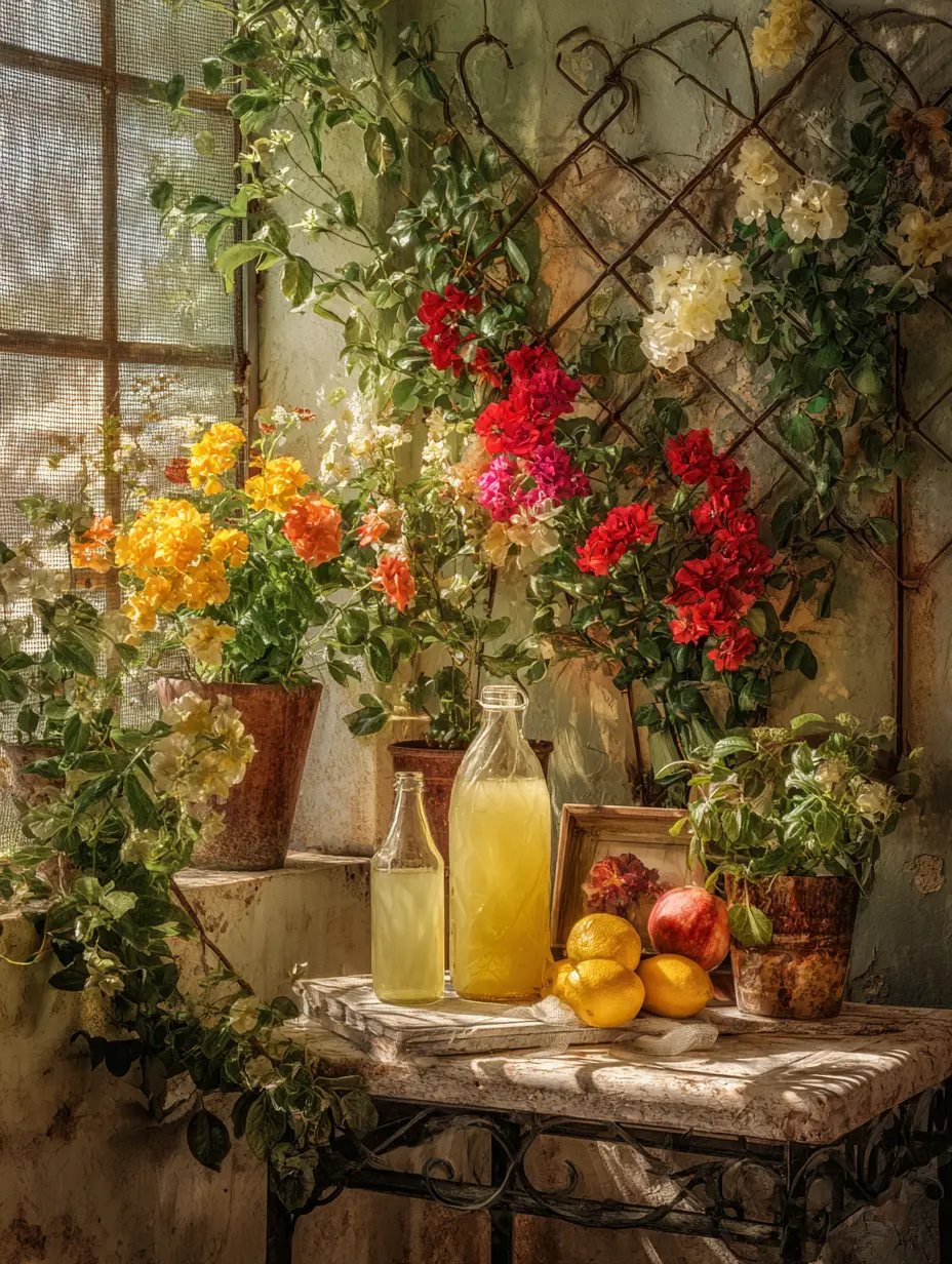 Rustic Wall Trellis with Bougainvillea