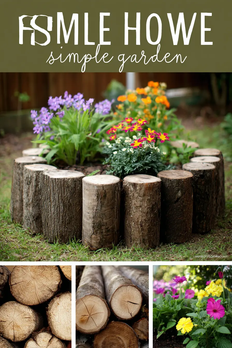 Wood Log Flower Bed Border for a Charming Garden