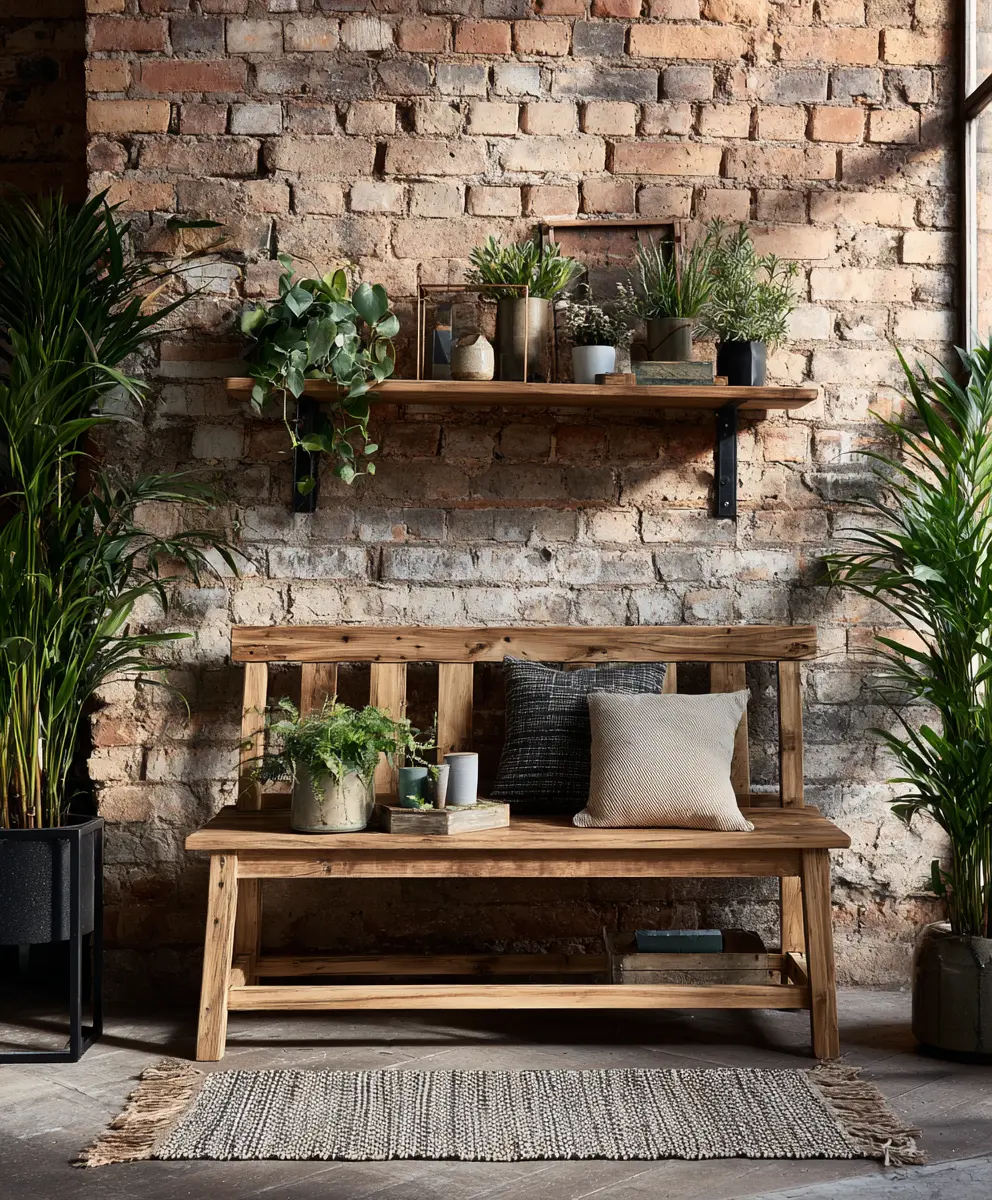 Style Brick Walls with Greenery and Simple Decor