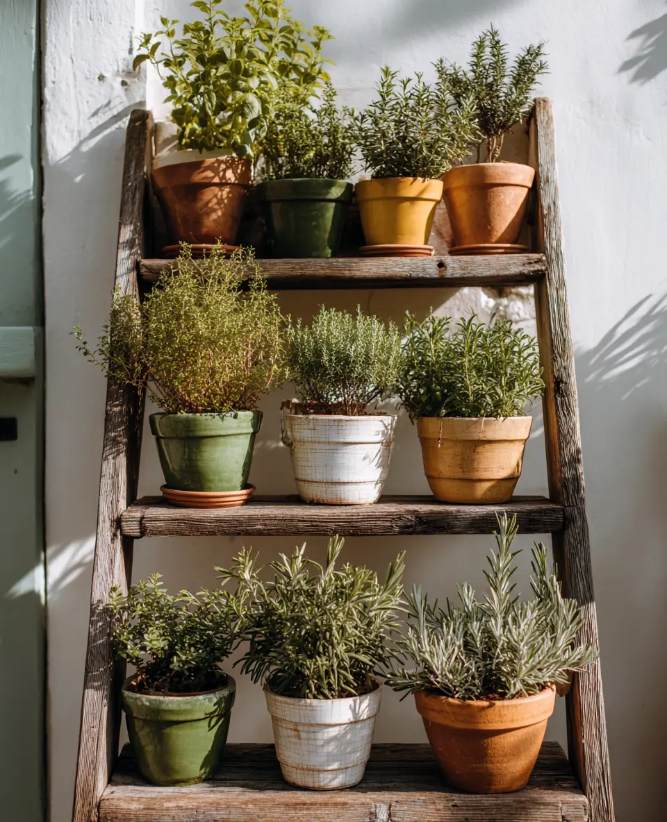 Vertical Herb Garden with Rustic Charm