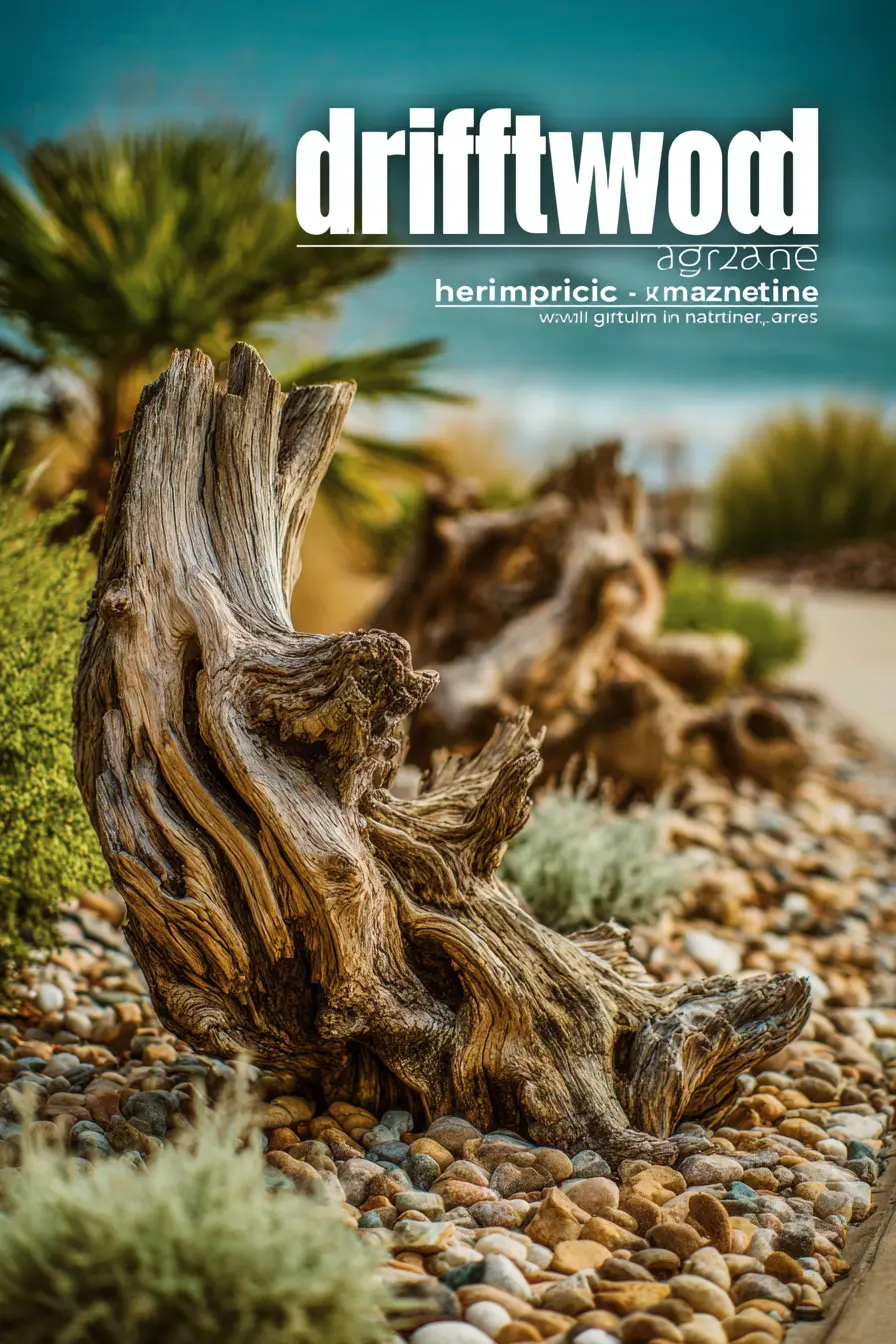 Driftwood Accents in a Coastal Garden