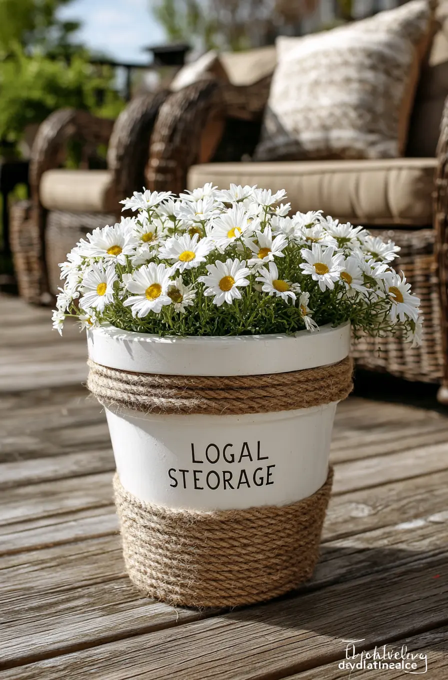 Budget-Friendly Twine Wrapped Flower Pot