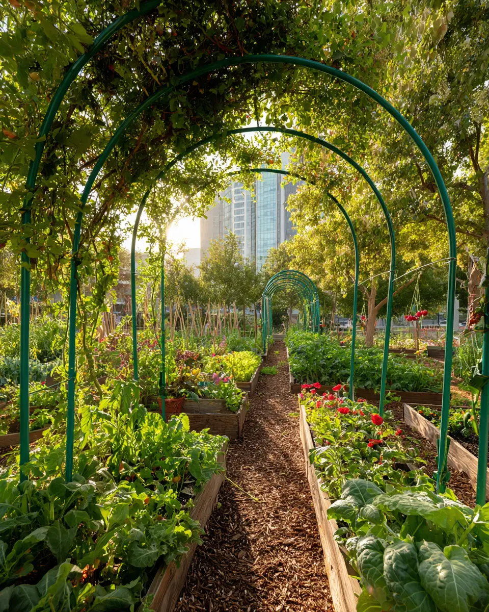 Green Arch Trellis for Garden Pathways