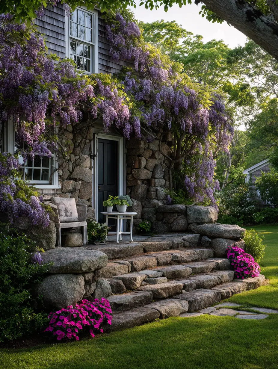 Stone Steps with Cascading Blooms