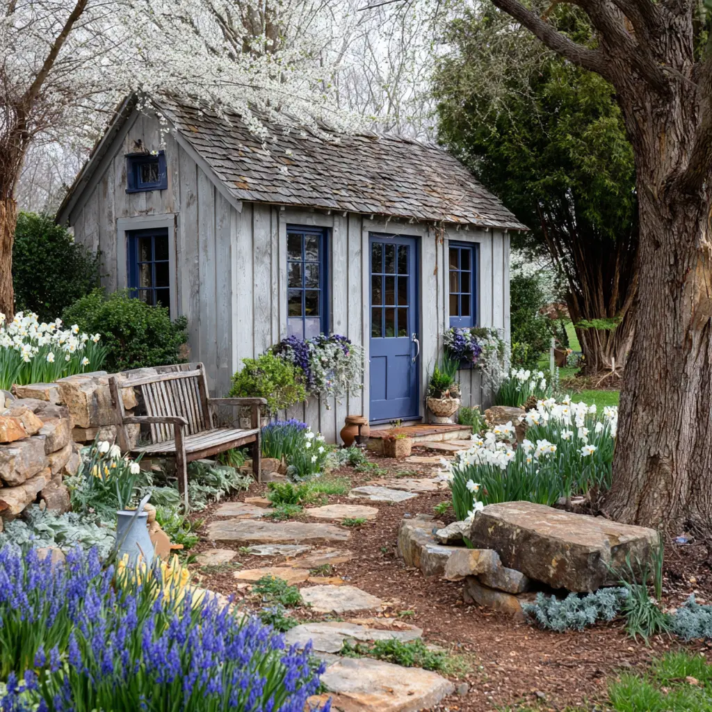 Stone Path Garden Shed