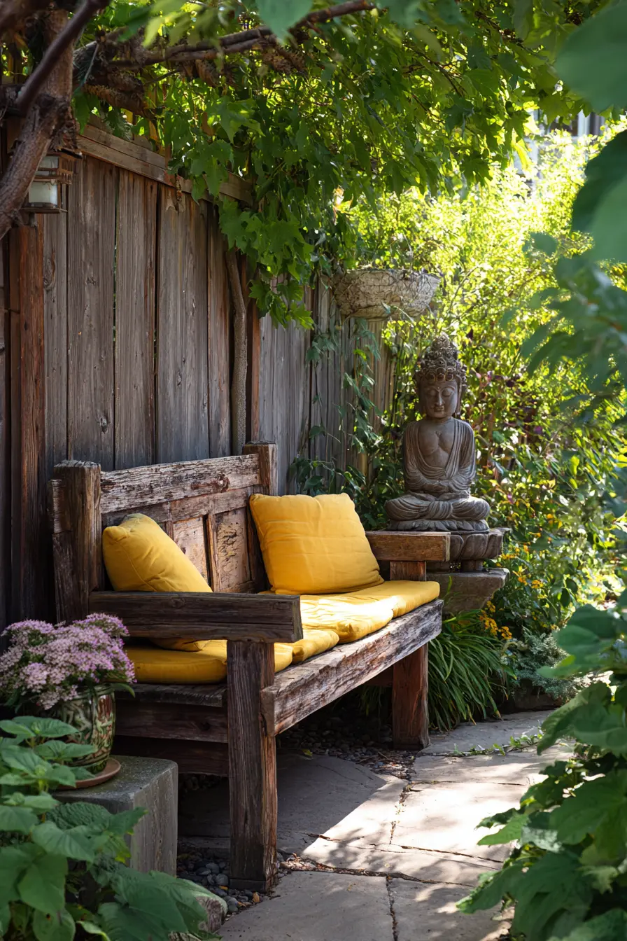 Wooden Garden Fence with a Peaceful Retreat
