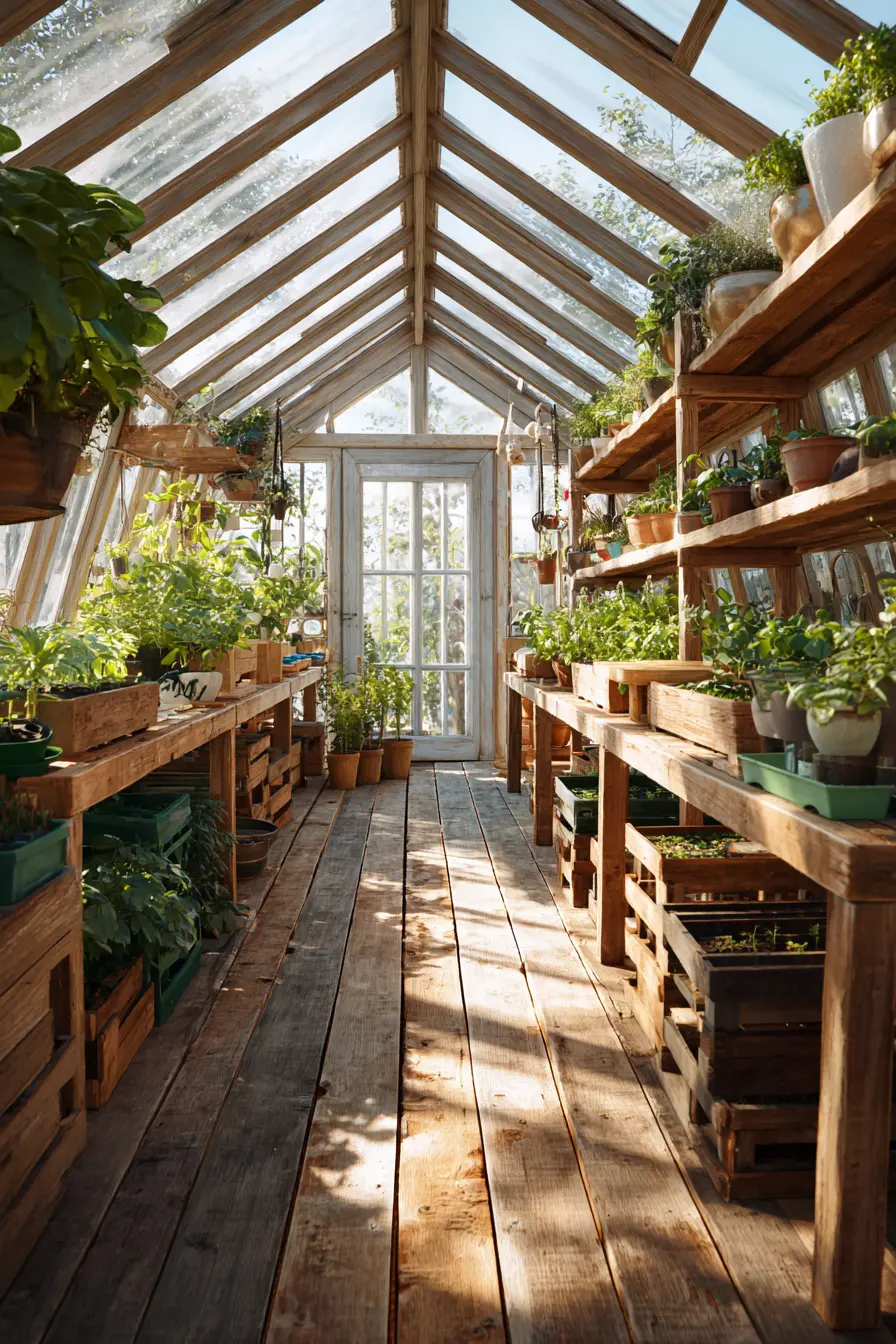 Rustic Wooden Frame Greenhouse