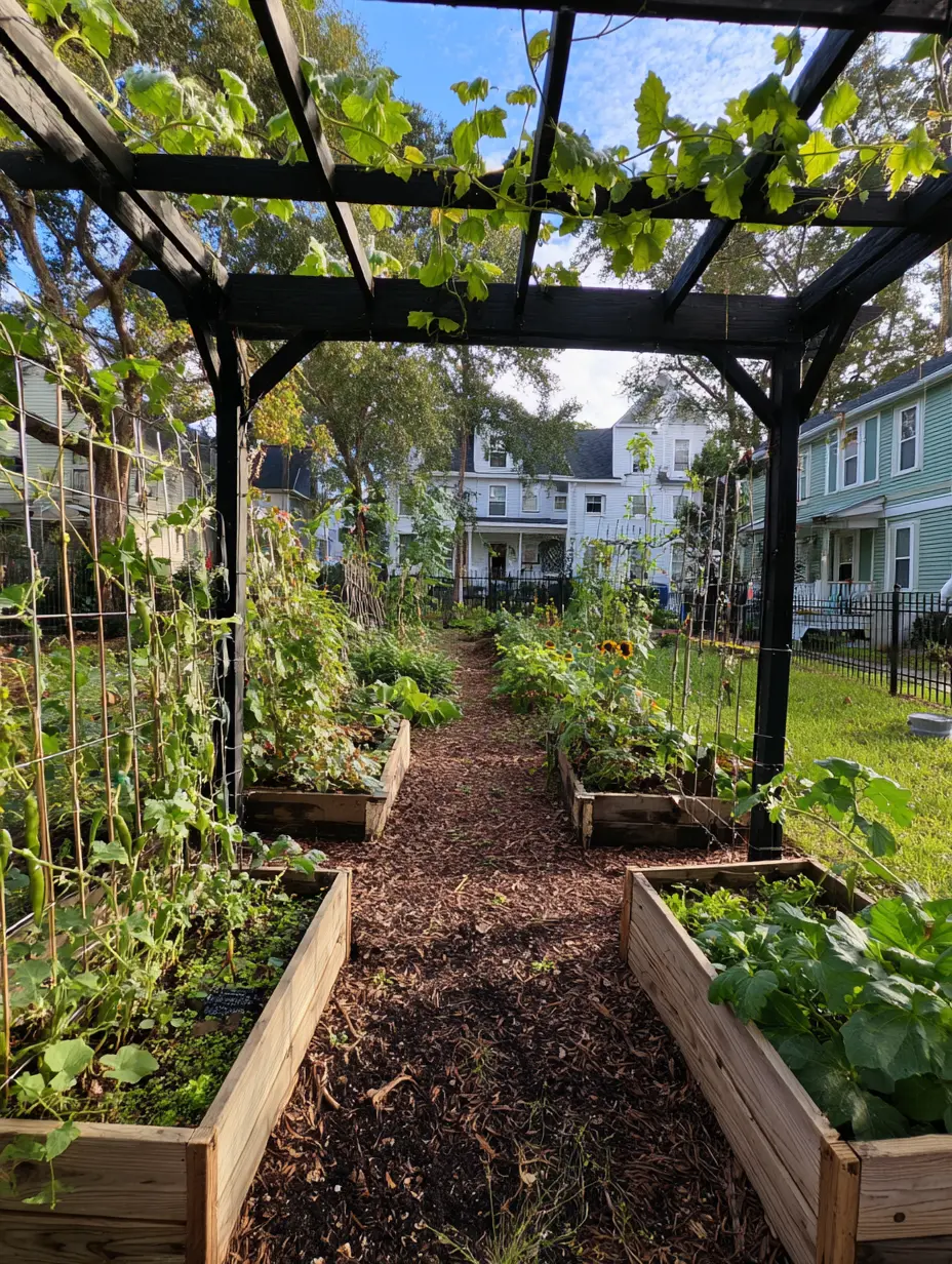 Raised Garden Beds with DIY Pergola