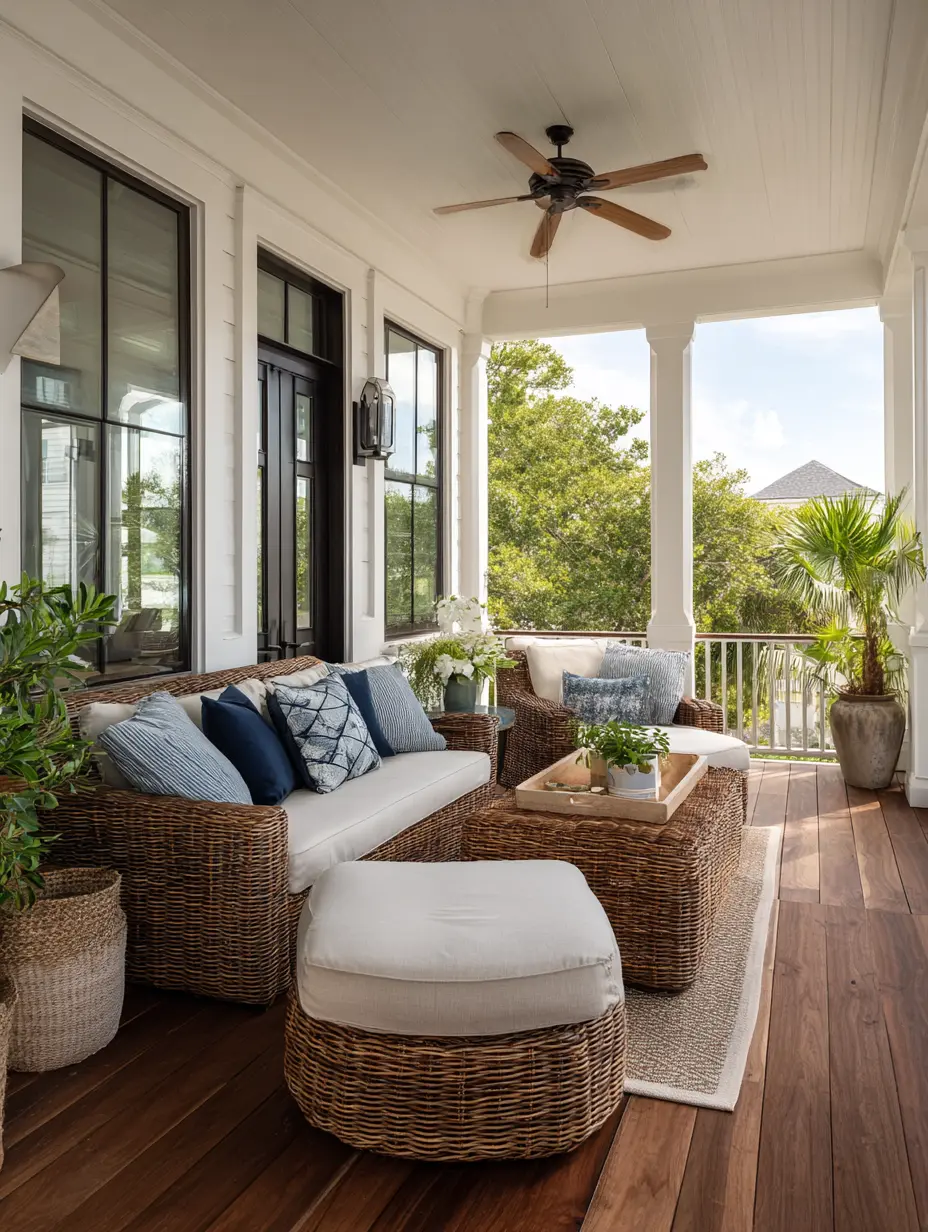 DIY Porch Lounge with Wicker Charm