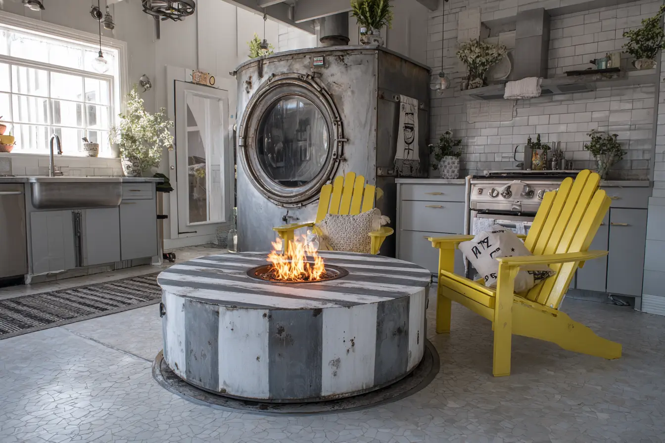Upcycled Fire Pit with Industrial Flair