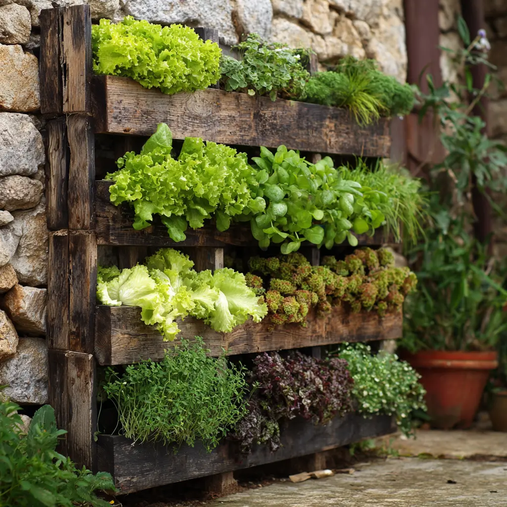 Rustic Pallet Flower Tower for Greens