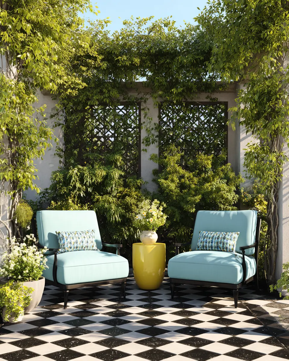 Modern Patio Trellis with Greenery