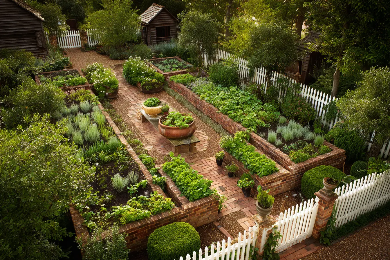 White Picket Fence Around a Classic Kitchen Garden