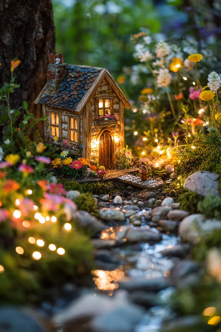 Fairy Garden with Twinkling Lights