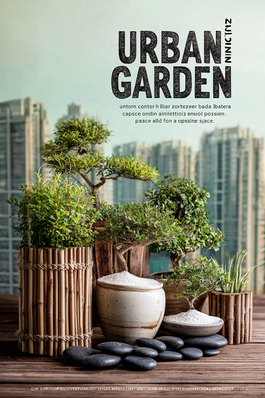 Balcony Zen Garden with Potted Greens