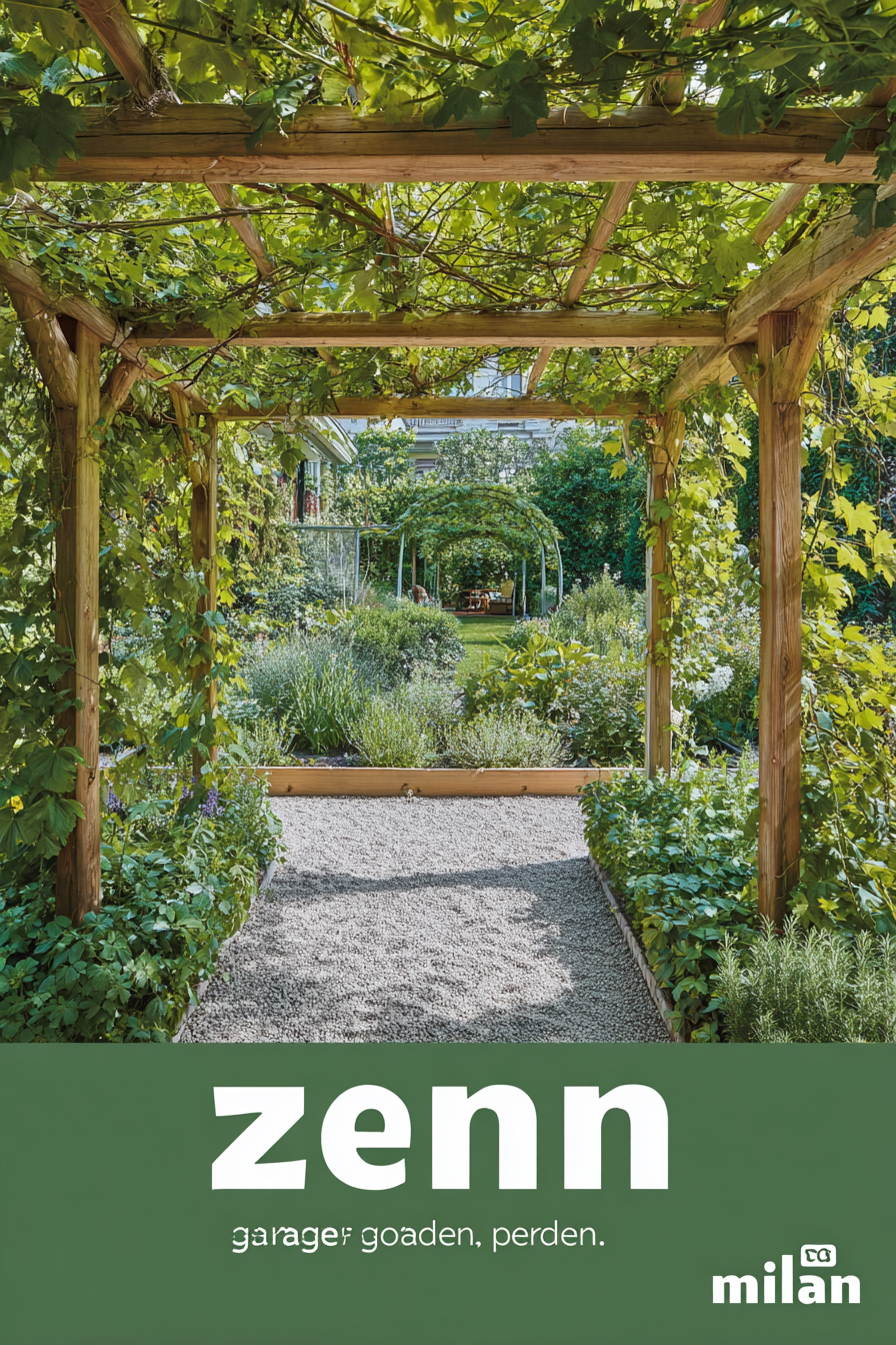 Zen Garden with Pergola Pathway