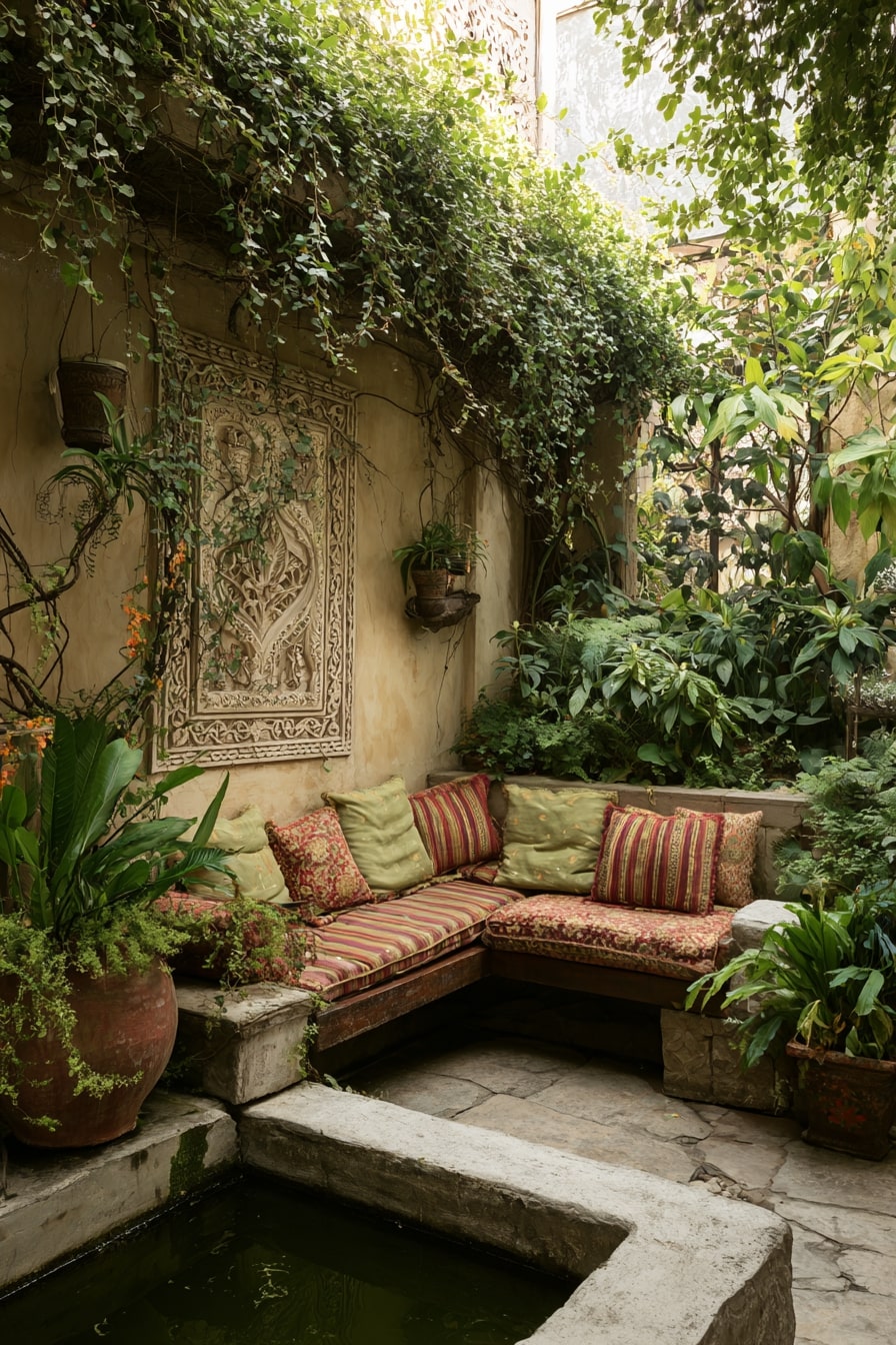 Garden Patio with Built-in Seating
