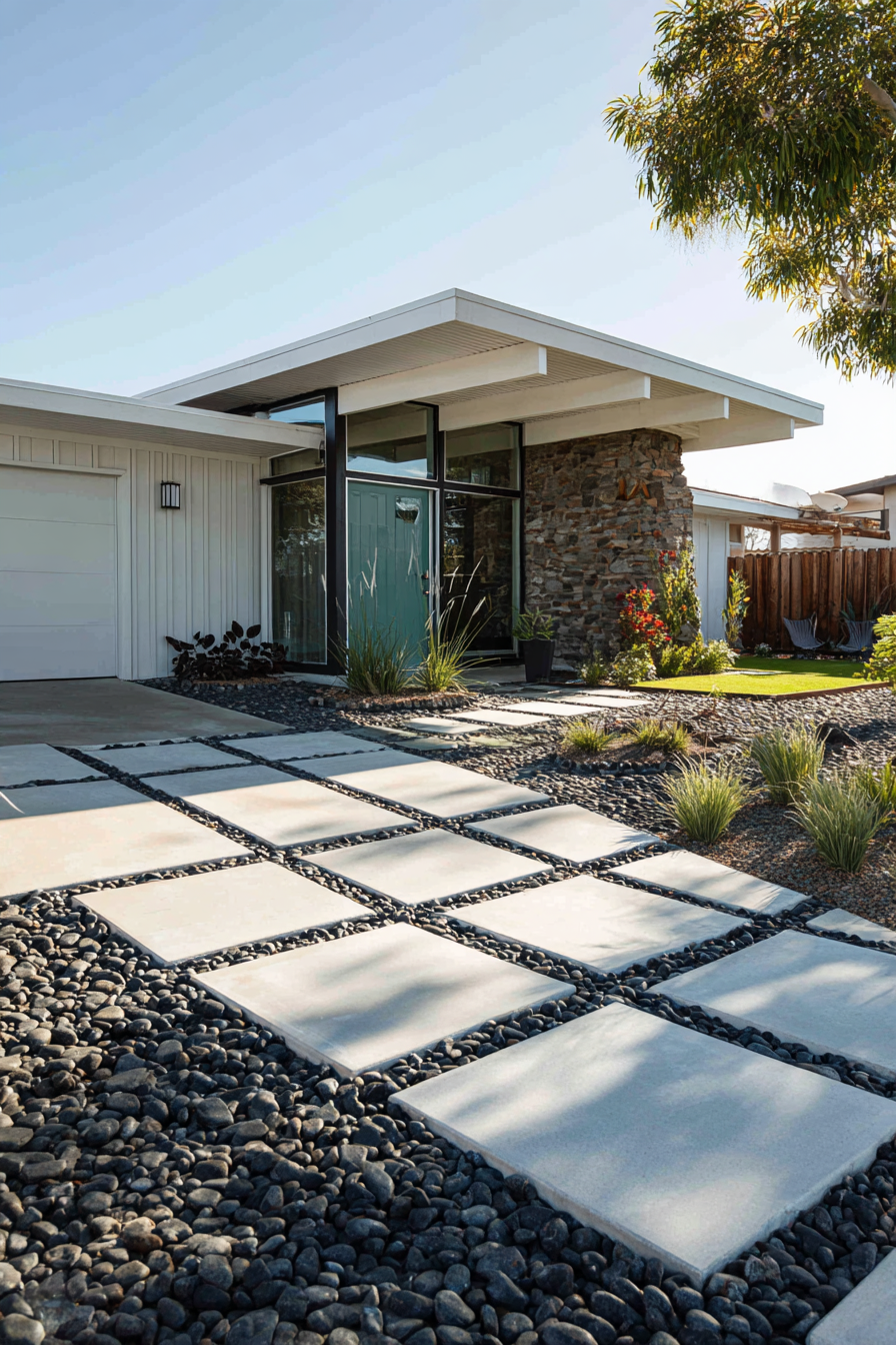 Geometric White Stone Walkway Design