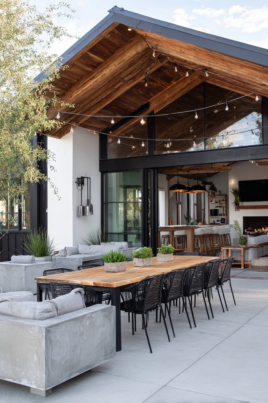 Industrial-Style Patio with Modern Comfort
