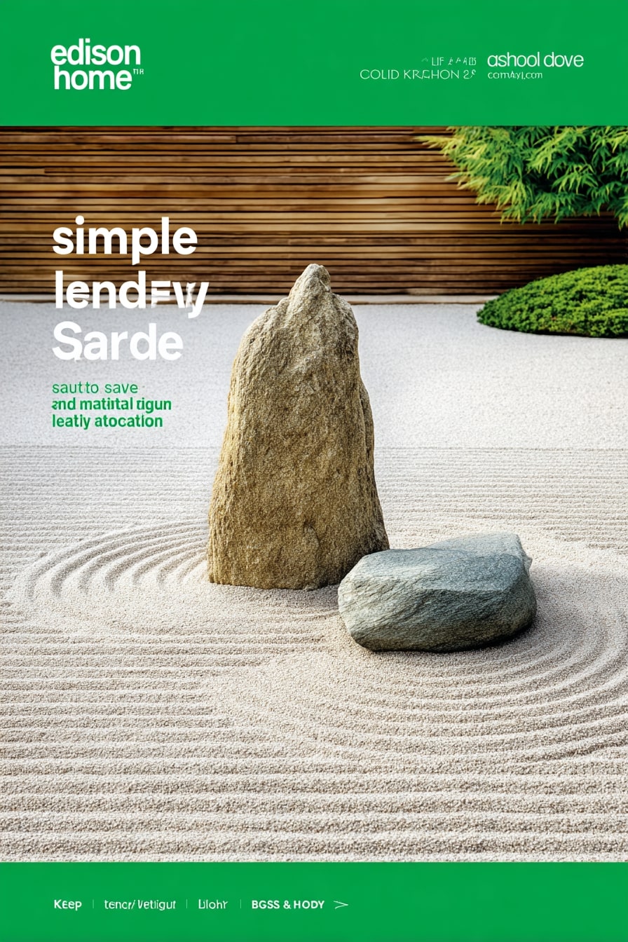 Minimal Zen Garden with Sand and Stone