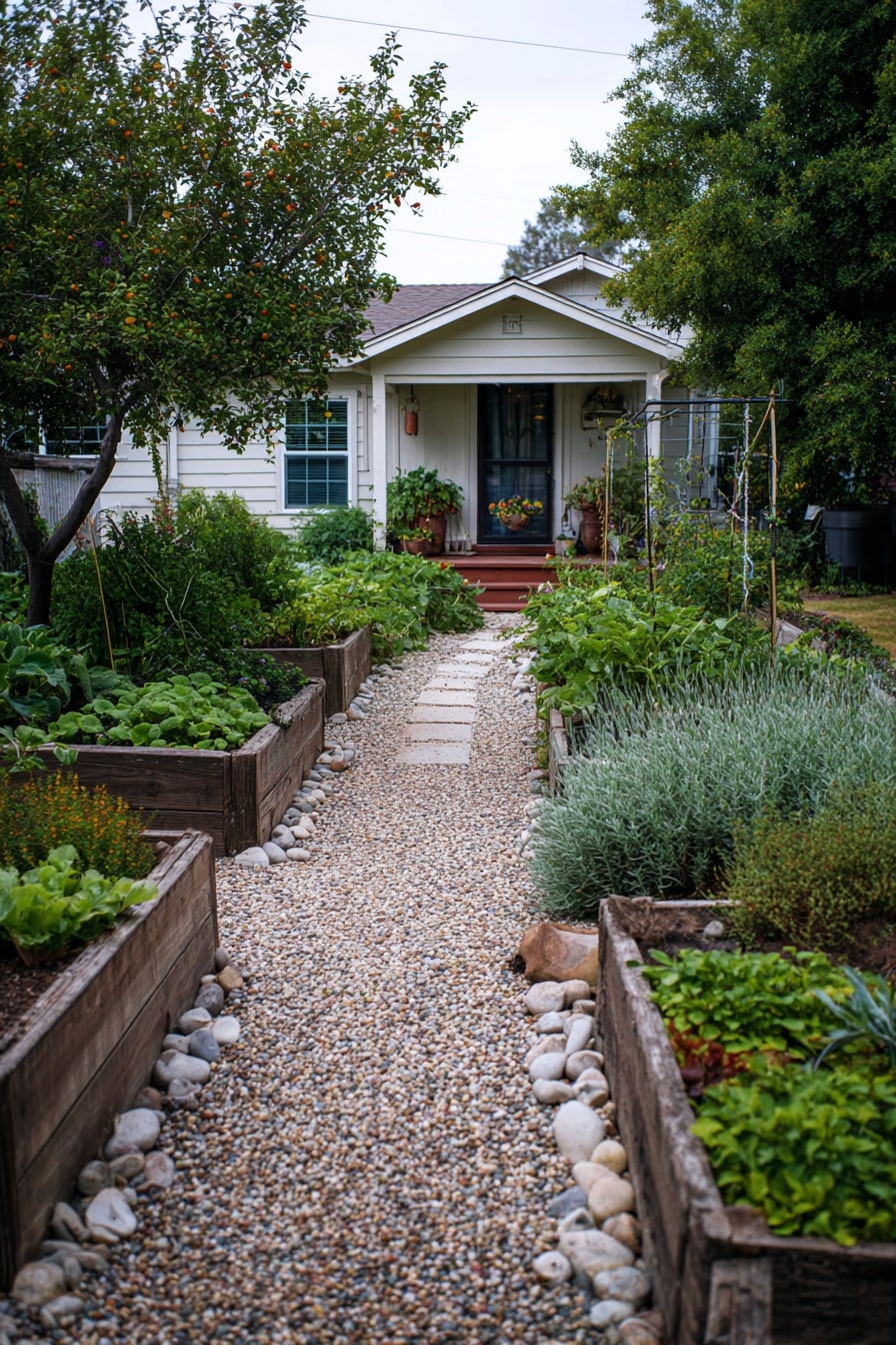 Front Yard with Multi-Layered Garden Beds