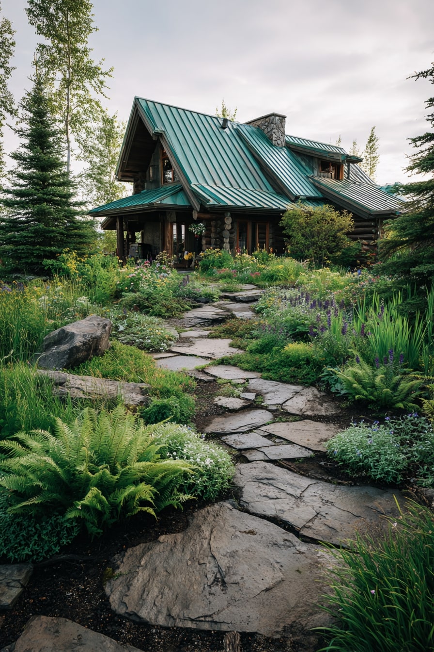 Native Plant Landscaping with Natural Stone Path