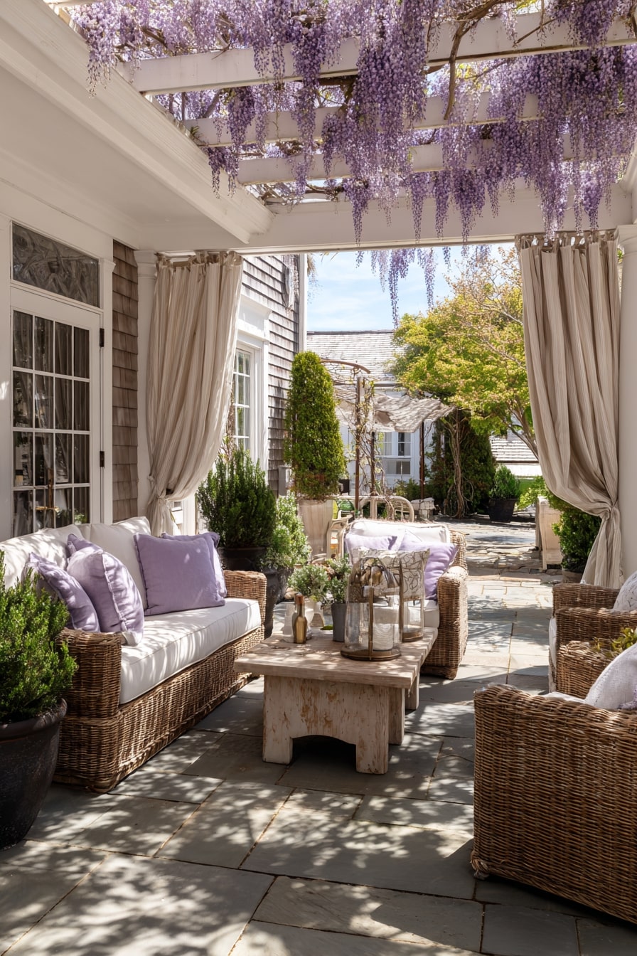 Patio with a Pergola and Wisteria Charm