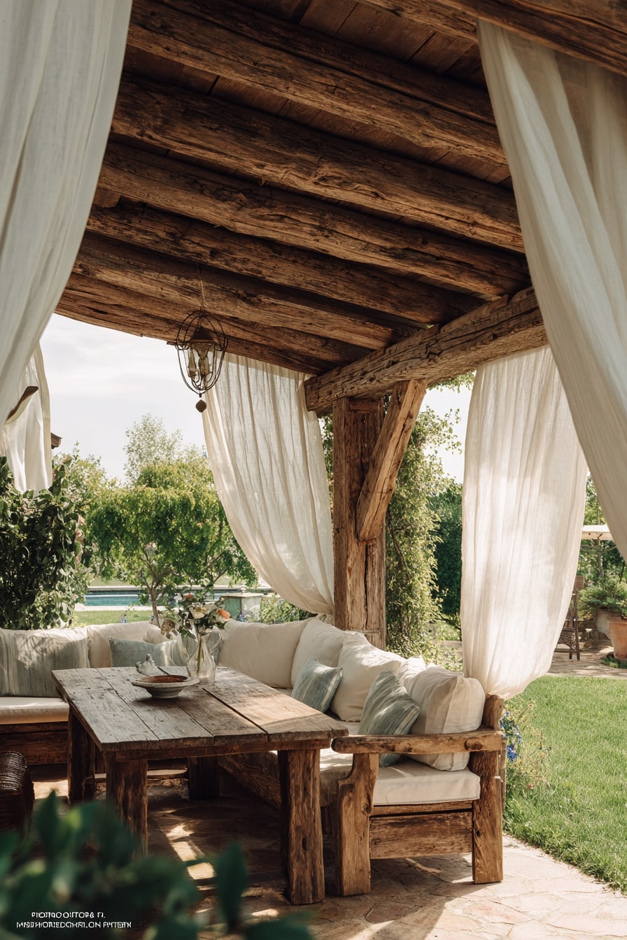 Rustic Pergola with Drapes