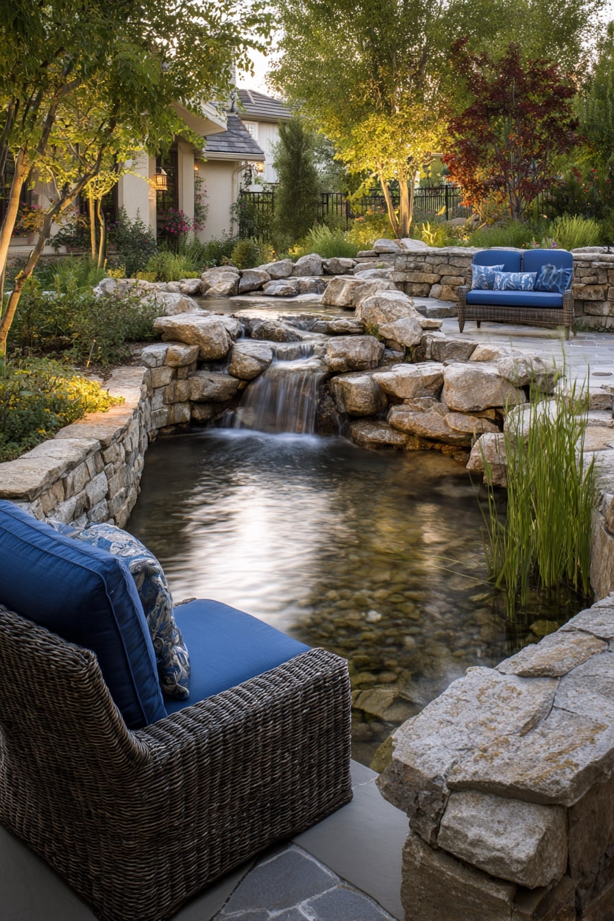 Patio with Water Feature and Natural Serenity