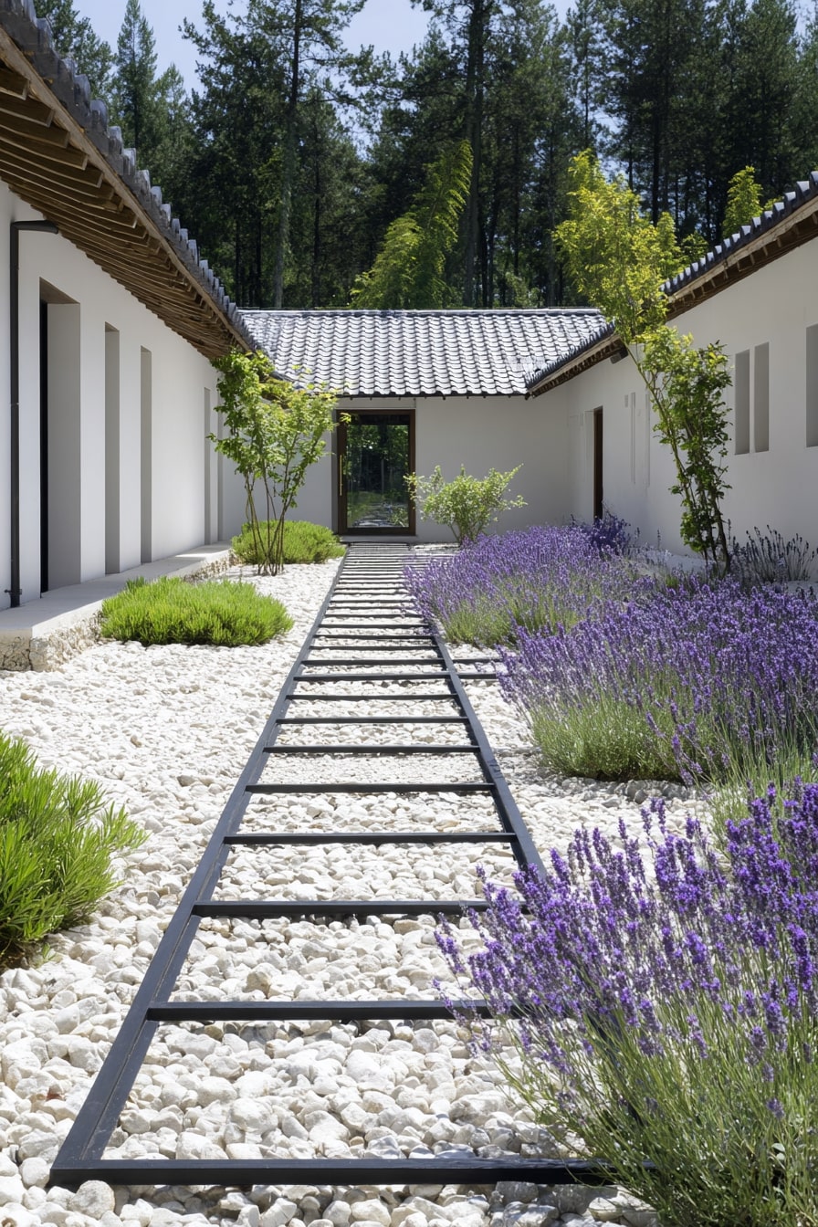White Rock Landscaping with Zen-Inspired Pathway