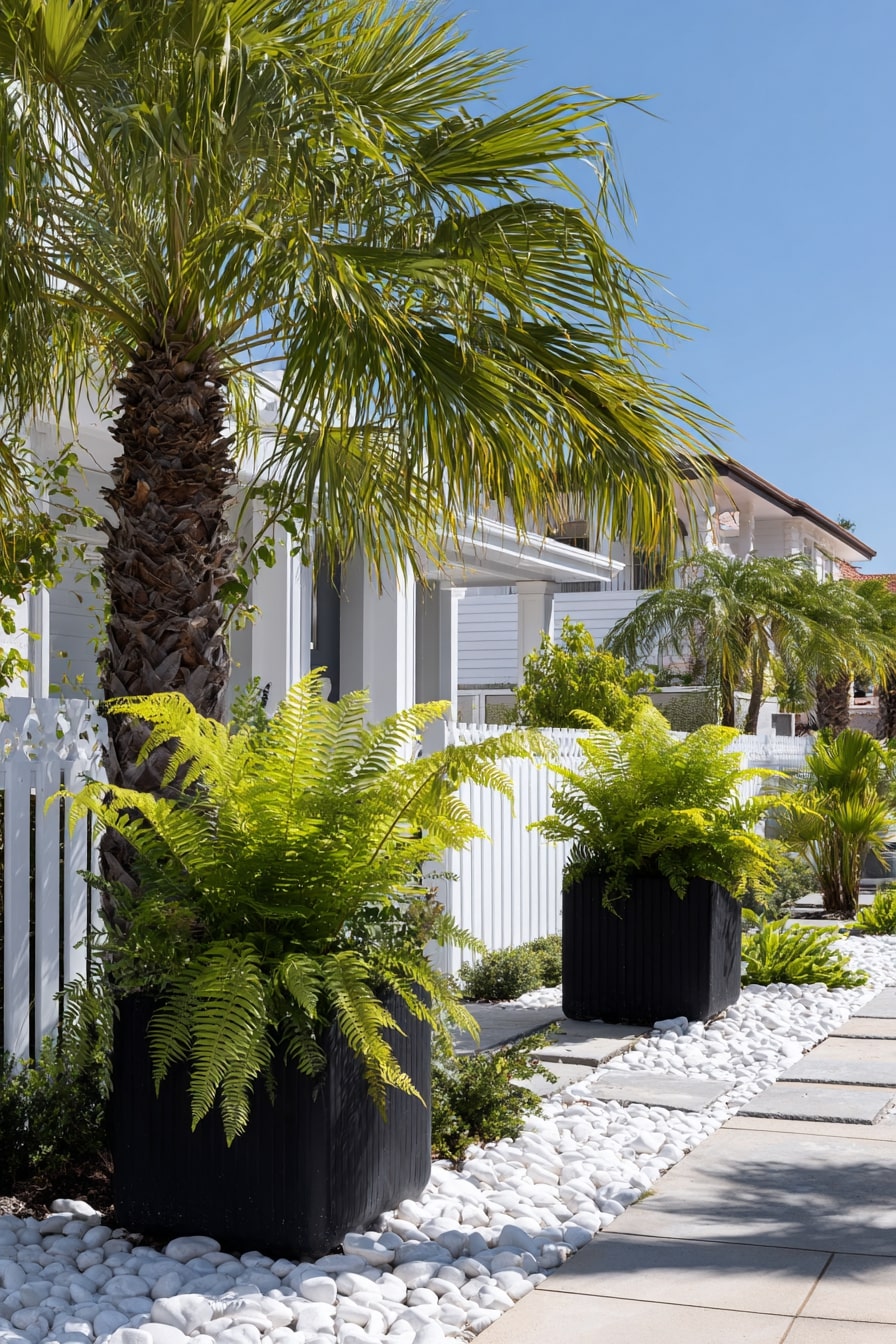 Tropical Pathway with White Stone Accents