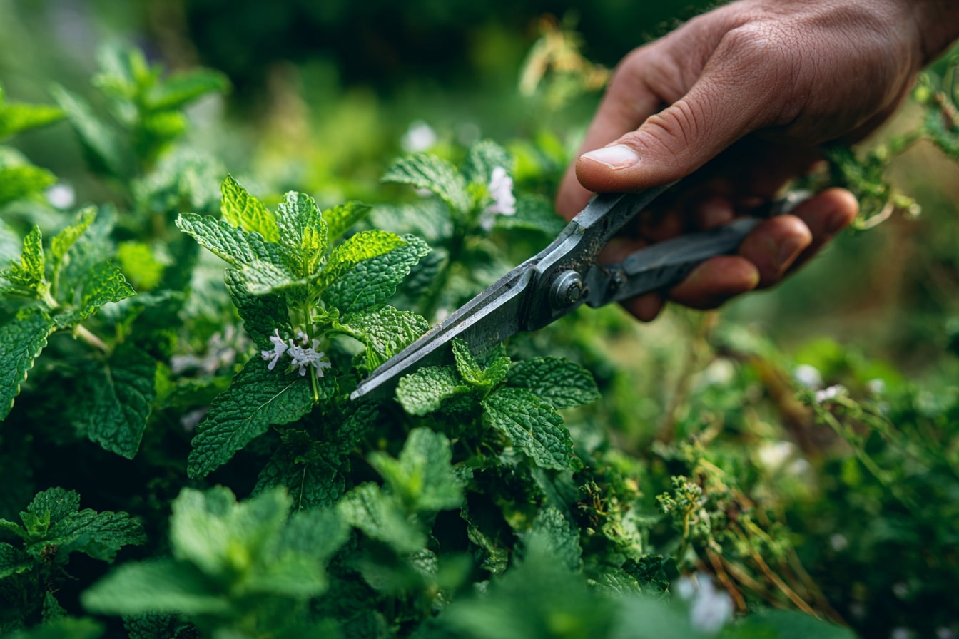 Harvesting Mint for a Healthy Companion Garden