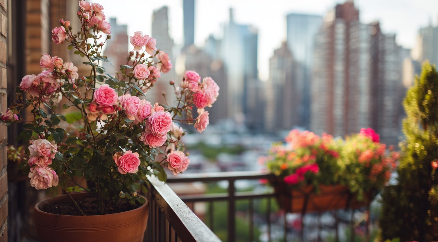 Blooming Balcony Charm with Roses