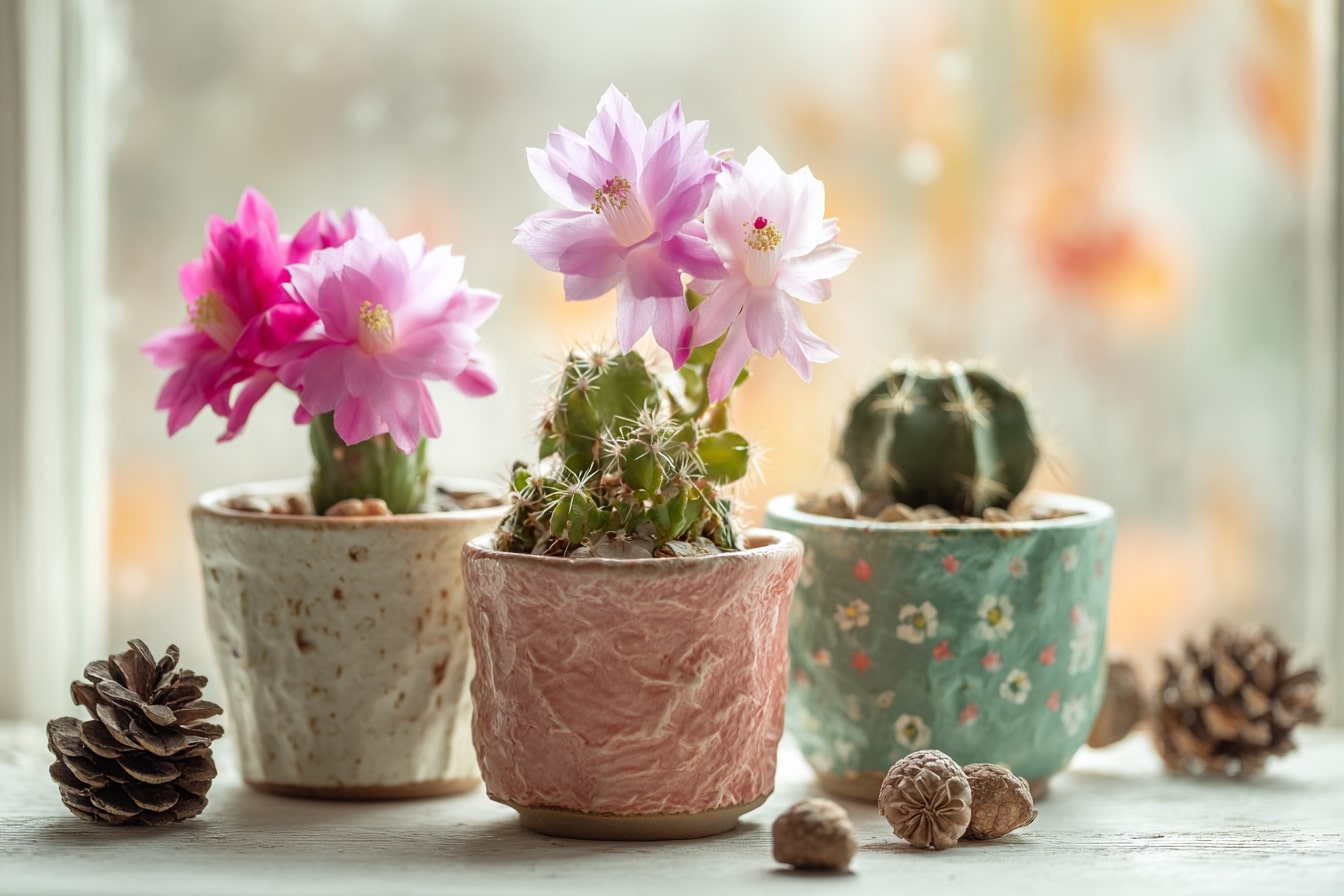 Festive Charm with Blooming Christmas Cactus