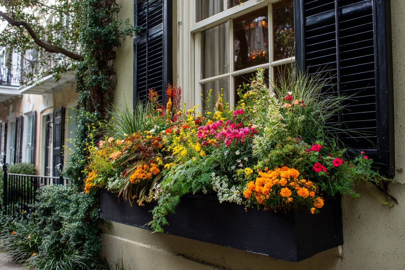 Window Box Filled with Colorful Blooms