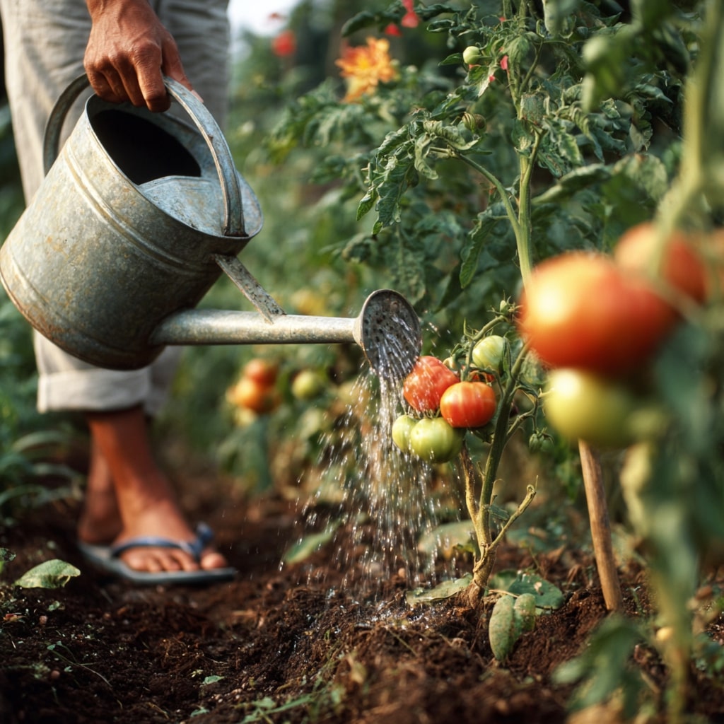 Watering Tomatoes for Strong and Healthy Growth