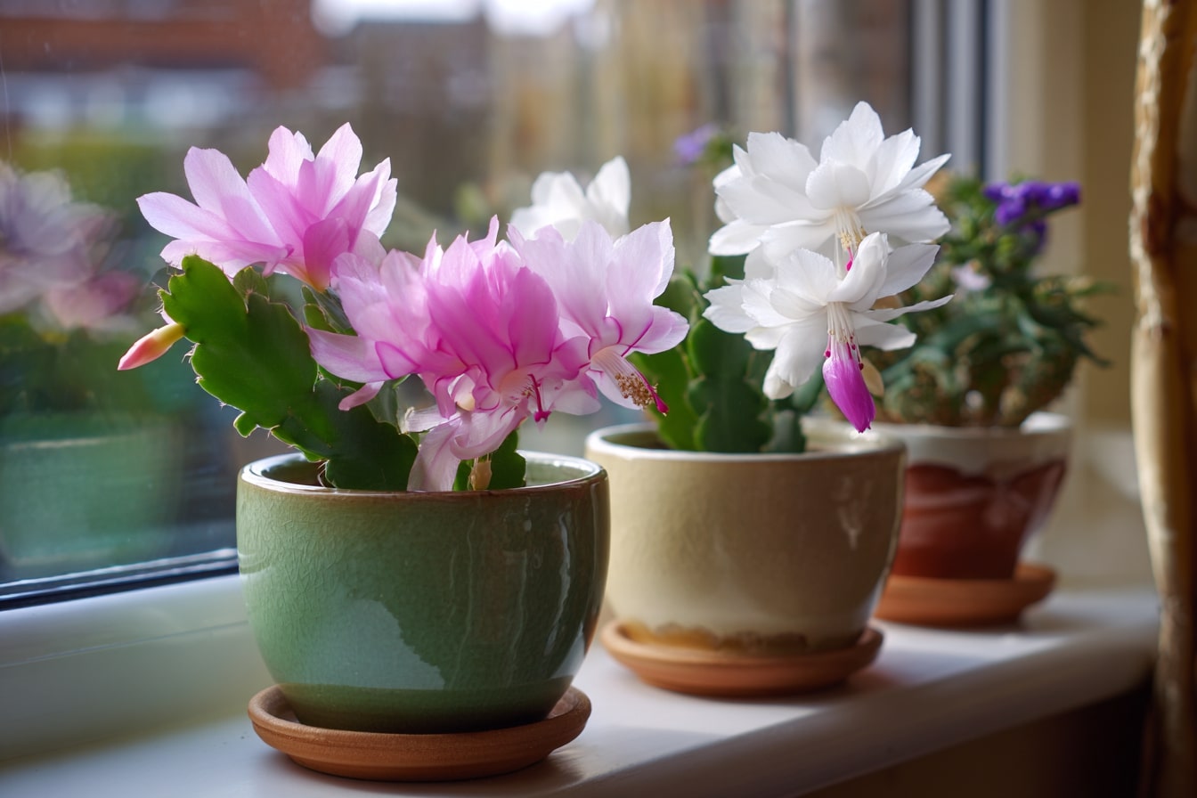 Blooming Christmas Cactus by the Window