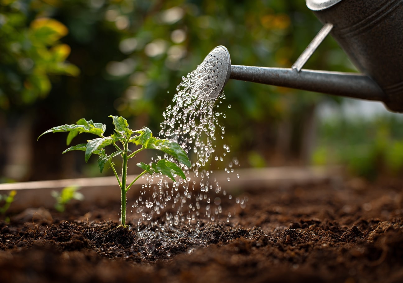 Watering Young Plants for Strong Growth